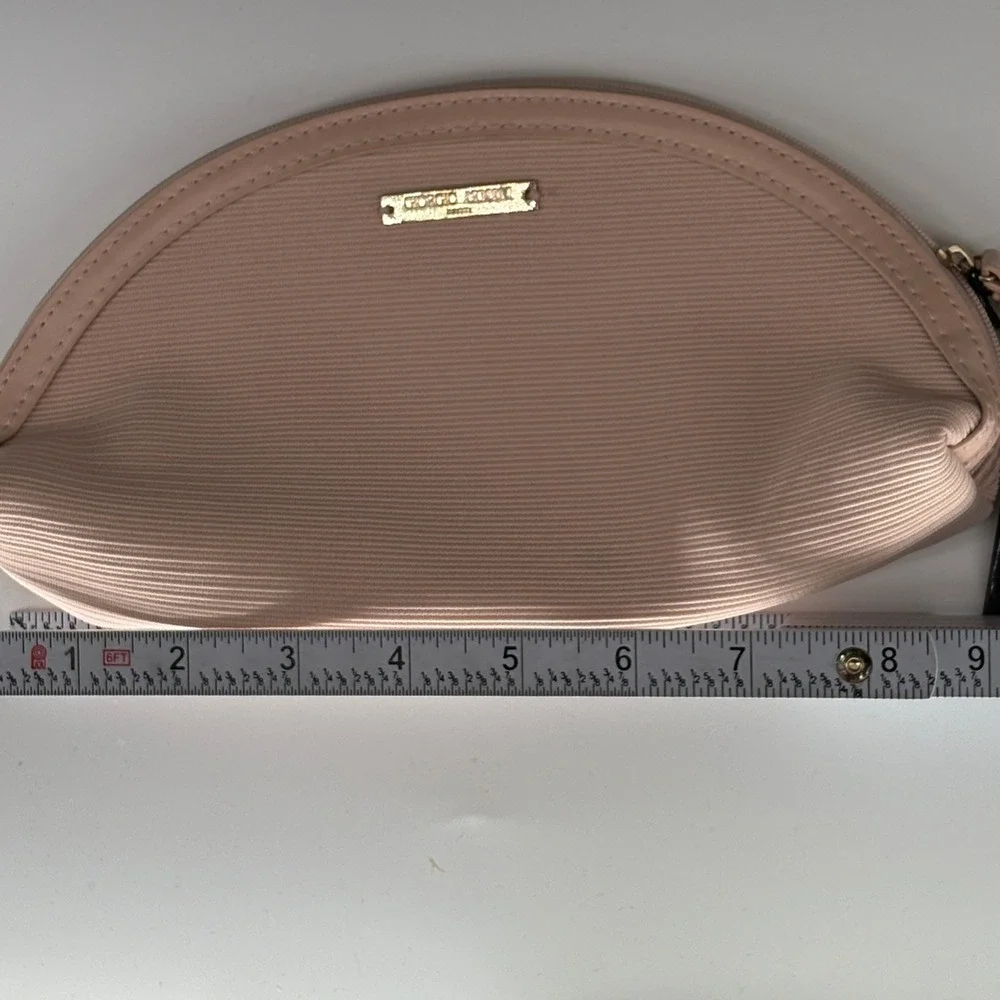 Giorgio Armani Womens Beauty Wristlet Cosmetic Bag Logo Pink Designer Pouch New